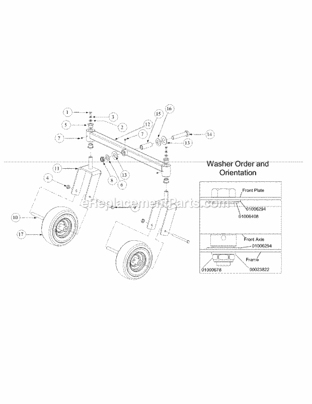 Front Caster Assembly Diagram and Parts List for M48-KWS 53AB5D4M150 Cub Cadet Sprayer